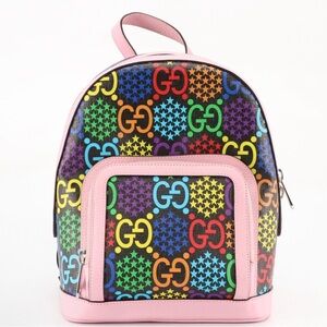 GUCCI GG Psychedelic Collection Backpack in Multicolor Coated Canvas & Leather